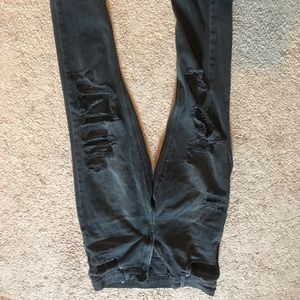 Black, distressed mom jeans